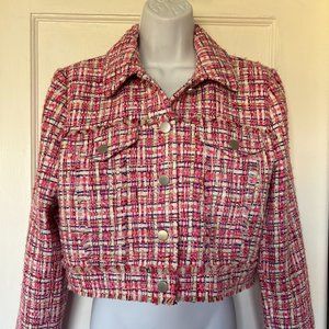 HOUSE OF HARLOW 1960 Women's Beautiful Pink Tweed Jacket, Size M, NWT